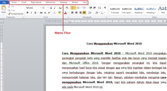 Cara Menggunakan Microsoft Word 2010