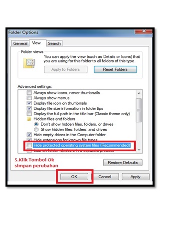 Cara menampilkan folder and search options di windows 7