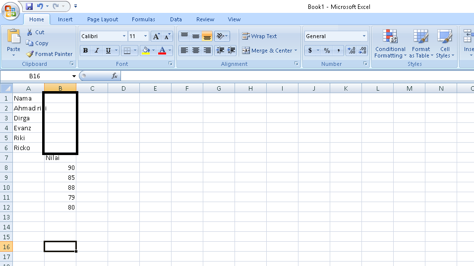 Menambah cell Excel