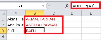 tips excel huruf besar semua