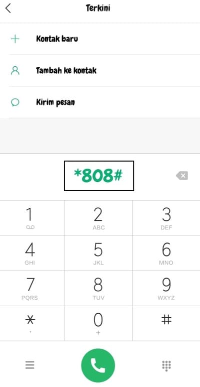 atau tekan nomor seperti pada gambar