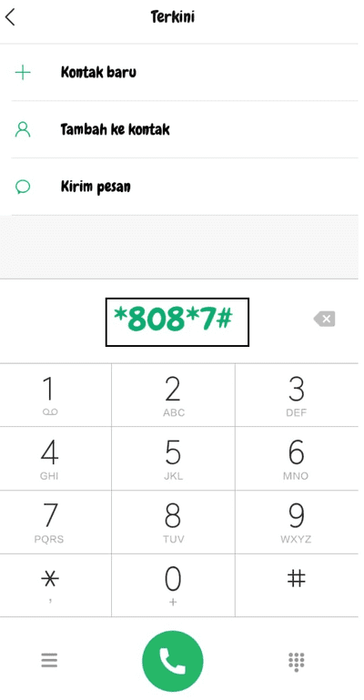 tekan nomer seperti pada gambar